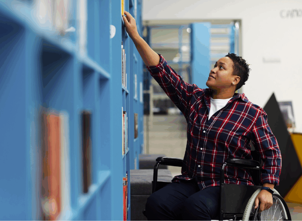 Student in library