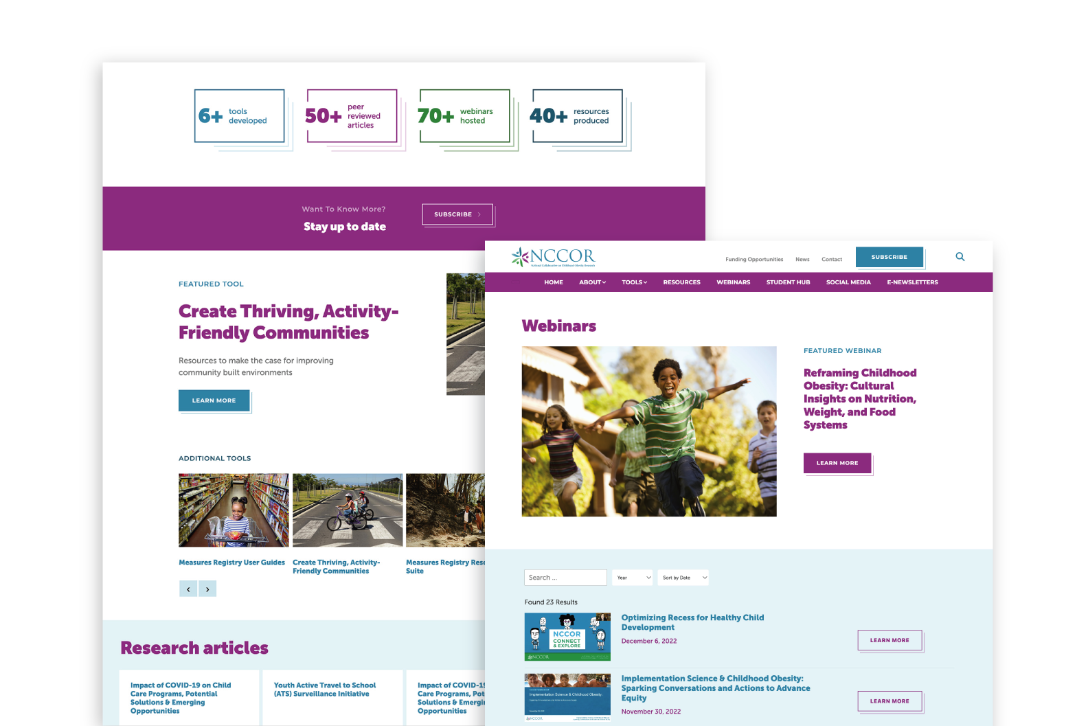 NCCOR website pages